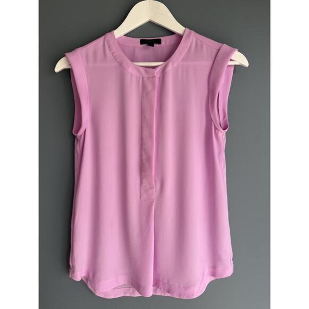 J.Crew Womens 00 Pink Chiffon Blouse Sleeveless Hidden Button Placket Top Office